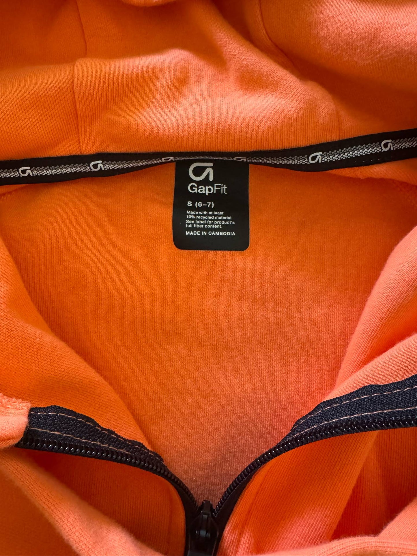 REDUCED #92 Boys size small 6/7 GAP fit orange NEW zip up hoodie lightweight jacket