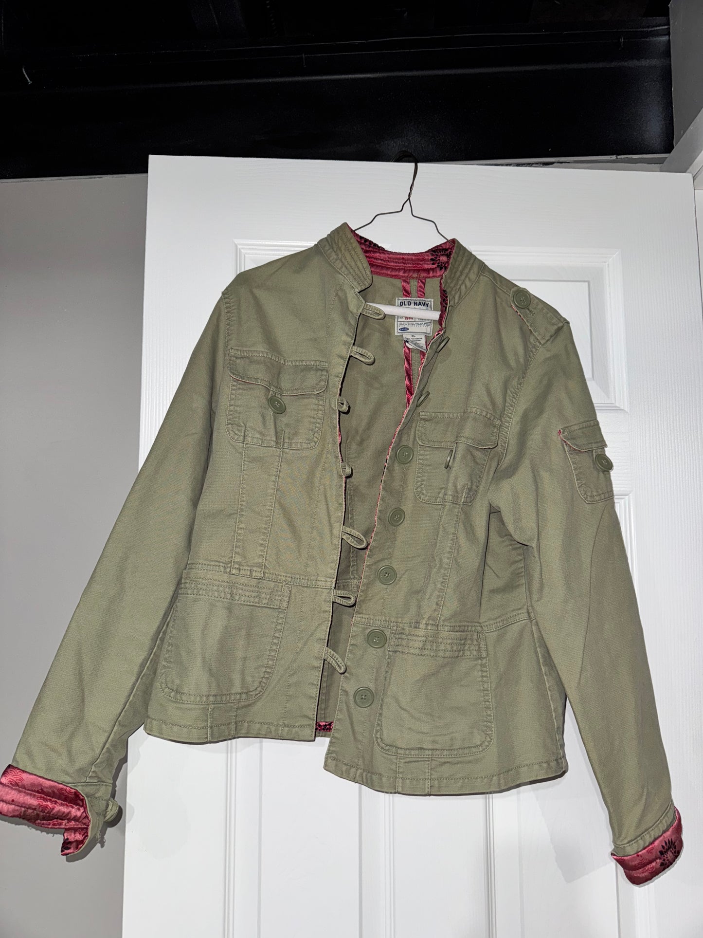 #133 Old Navy Green Cargo Jacket Sz XL