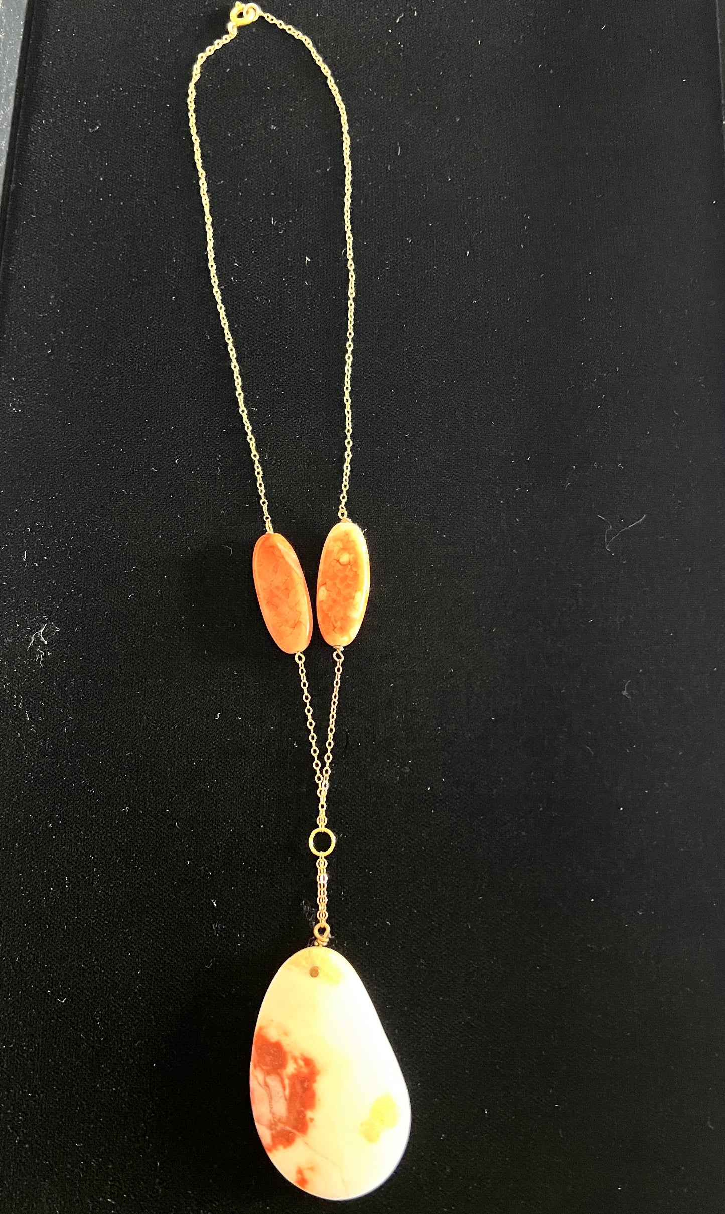#176 - boutique orange and white necklace