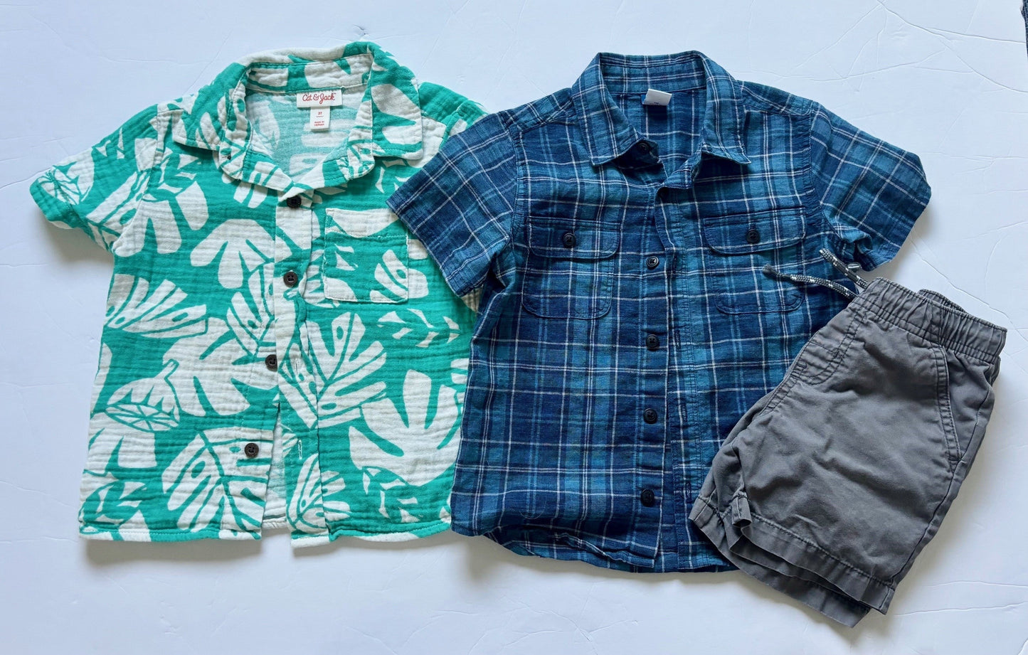 #43 Cat and Jack and Old Navy Button Ups and Shorts Boys 3T EUC *REDUCED