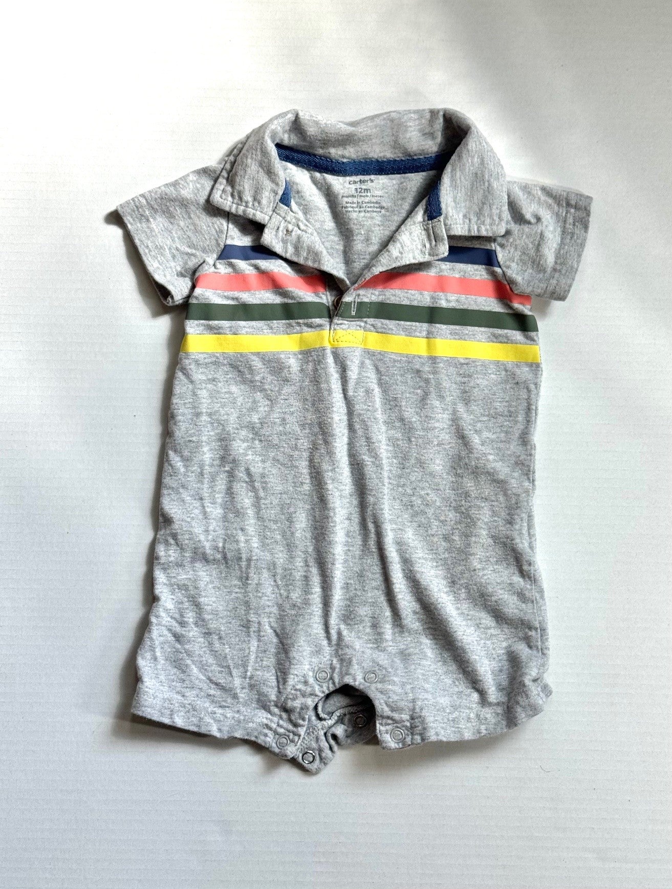 Seller 126 - Carter's Boys 12 Month Striped Collared Romper