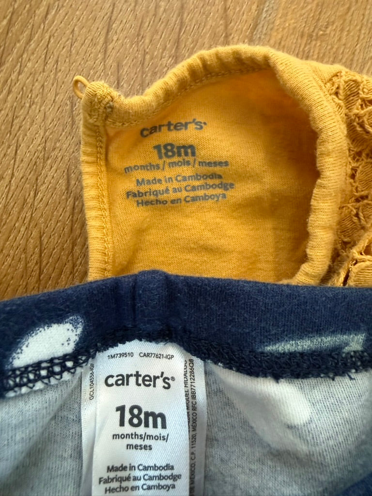 #6 - Carters Girls Outfit - Mustard Yellow and Floral - 18 months