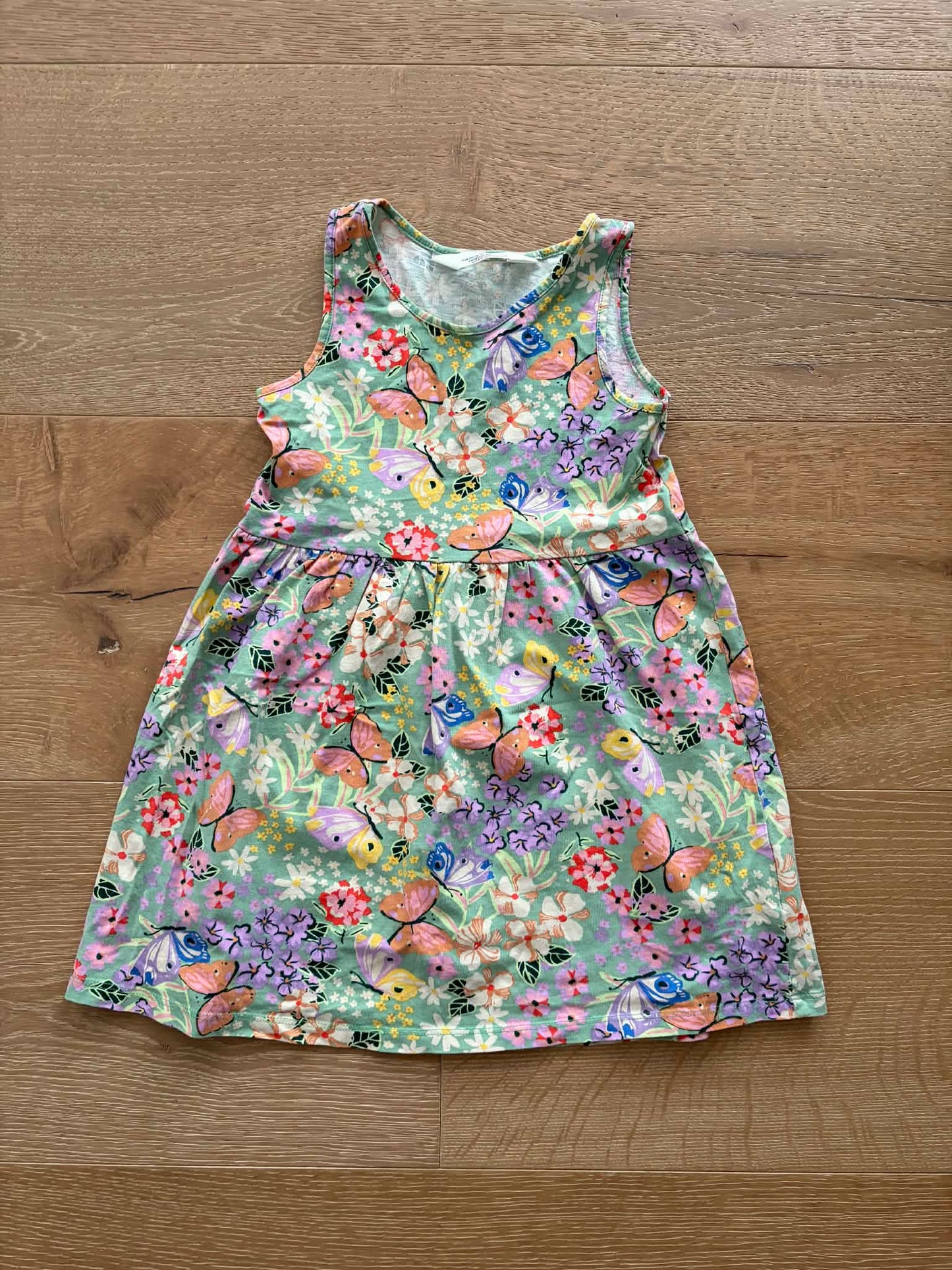 #196 H&M Girls Size 5 Flowers and Butterflies Dress