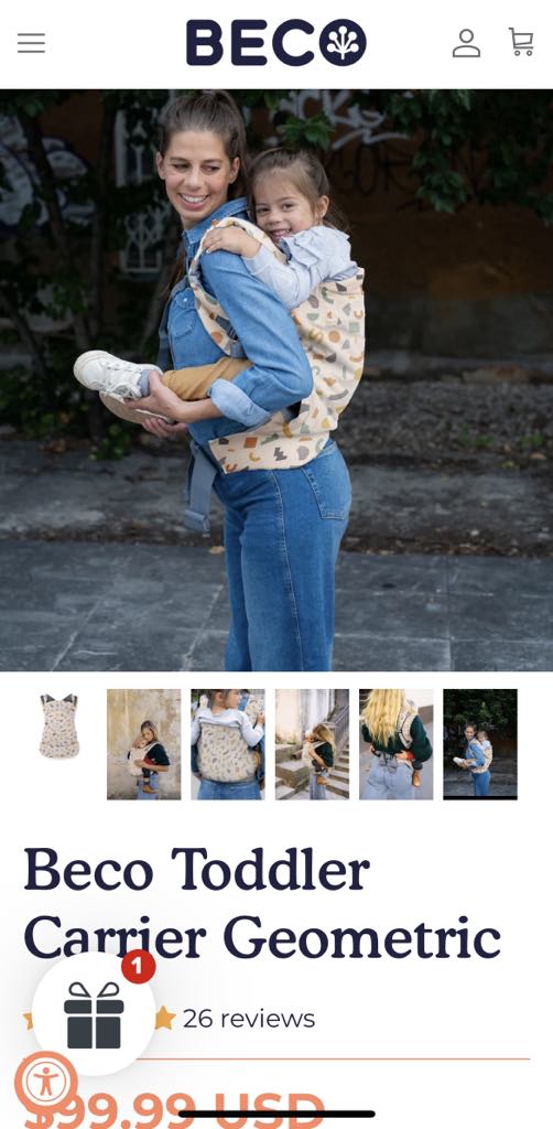 #222 Like New/Used Once Beco 100% Cotton Baby Toddler Carrier (Up to 60 Pounds!)