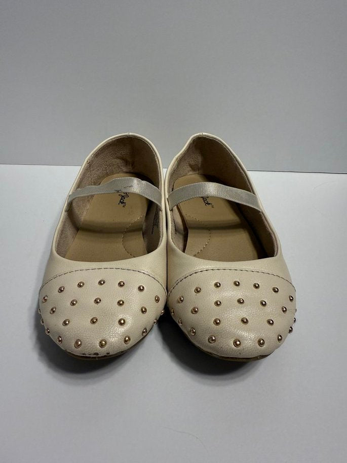 Seller 229- Cat and Jack size 8 cream flats with gold rhinestones