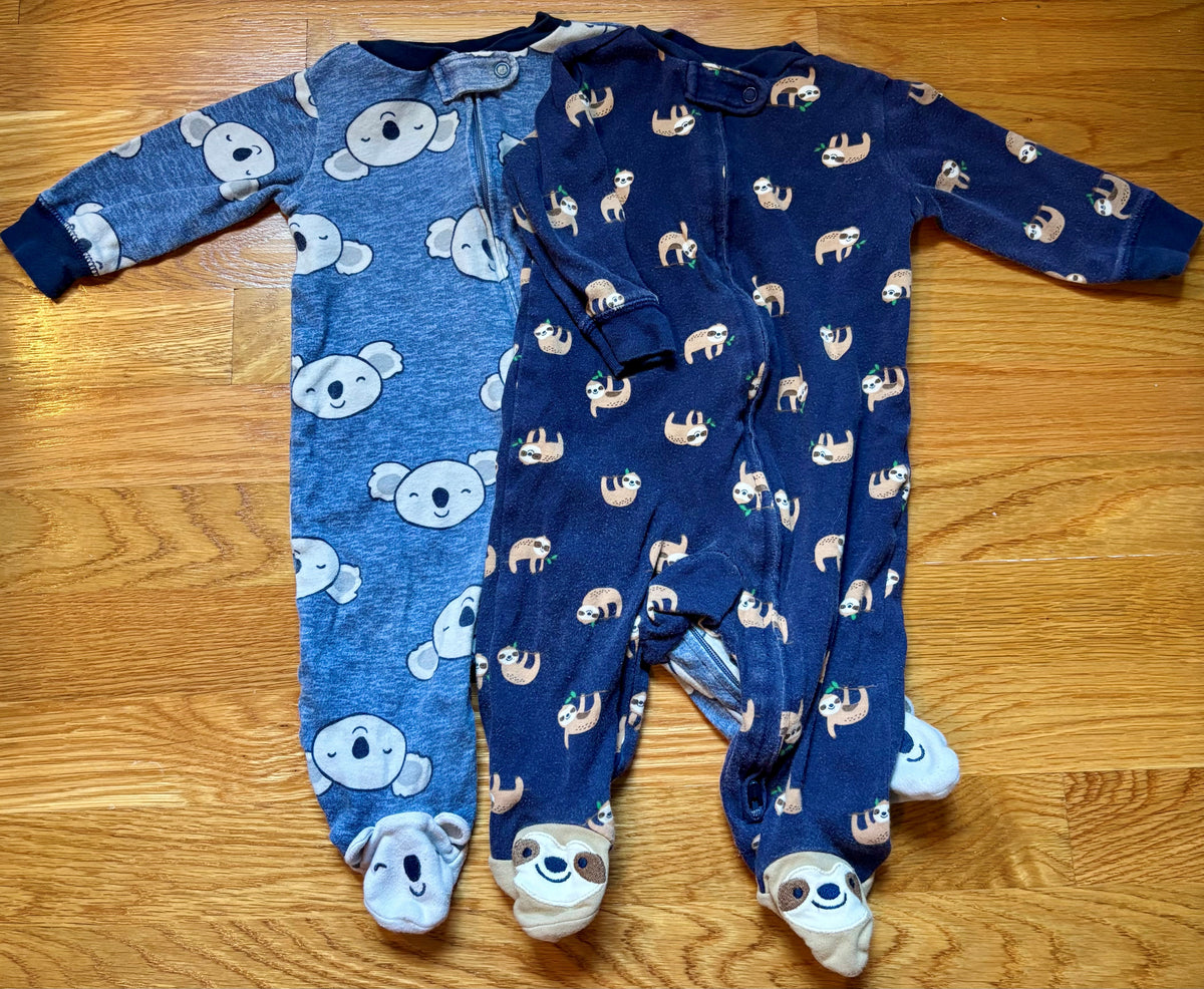 #69 Carter's Animal Print Sleepers 6M