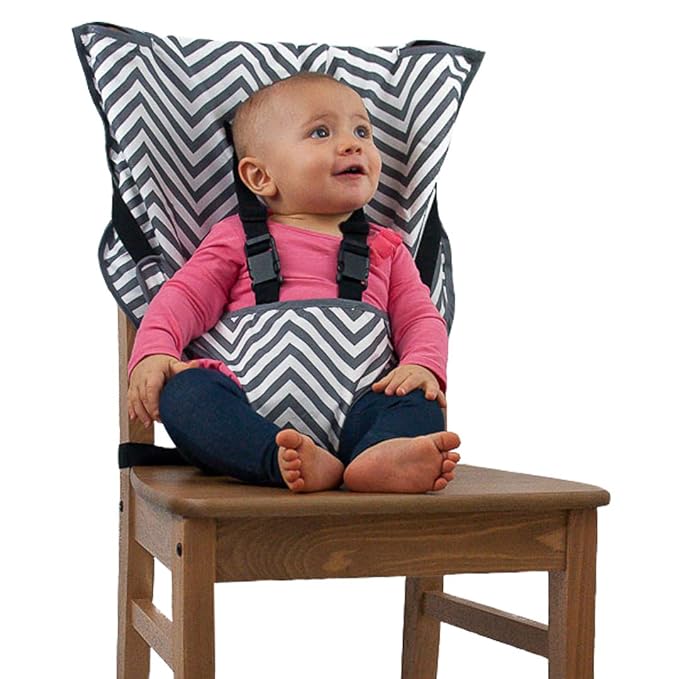 #101 Portable Fabric Travel High Chair Gray Yellow