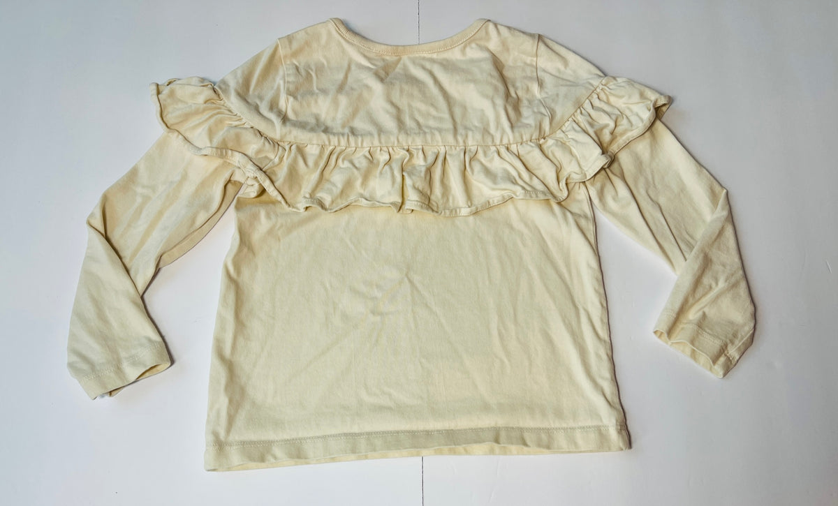 #141 Girls 4 (100) Hanna Andersson Cream Ruffle Shirt