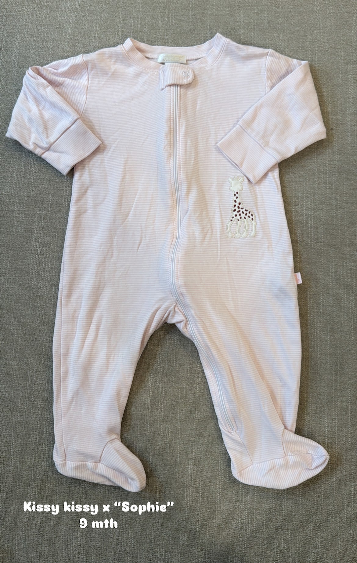 #145 Kissy kissy "Sophie the giraffe" sleeper Girls 9 mth EUC