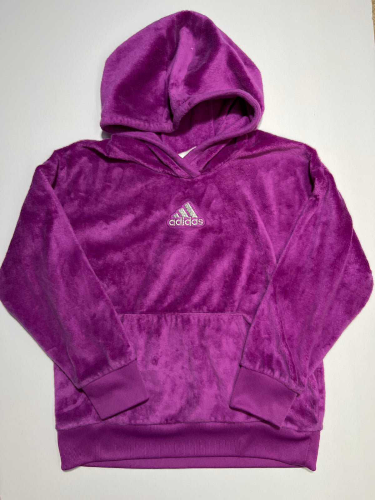 #150 girls 7/8 adidas plush purple hooded sweatshirt