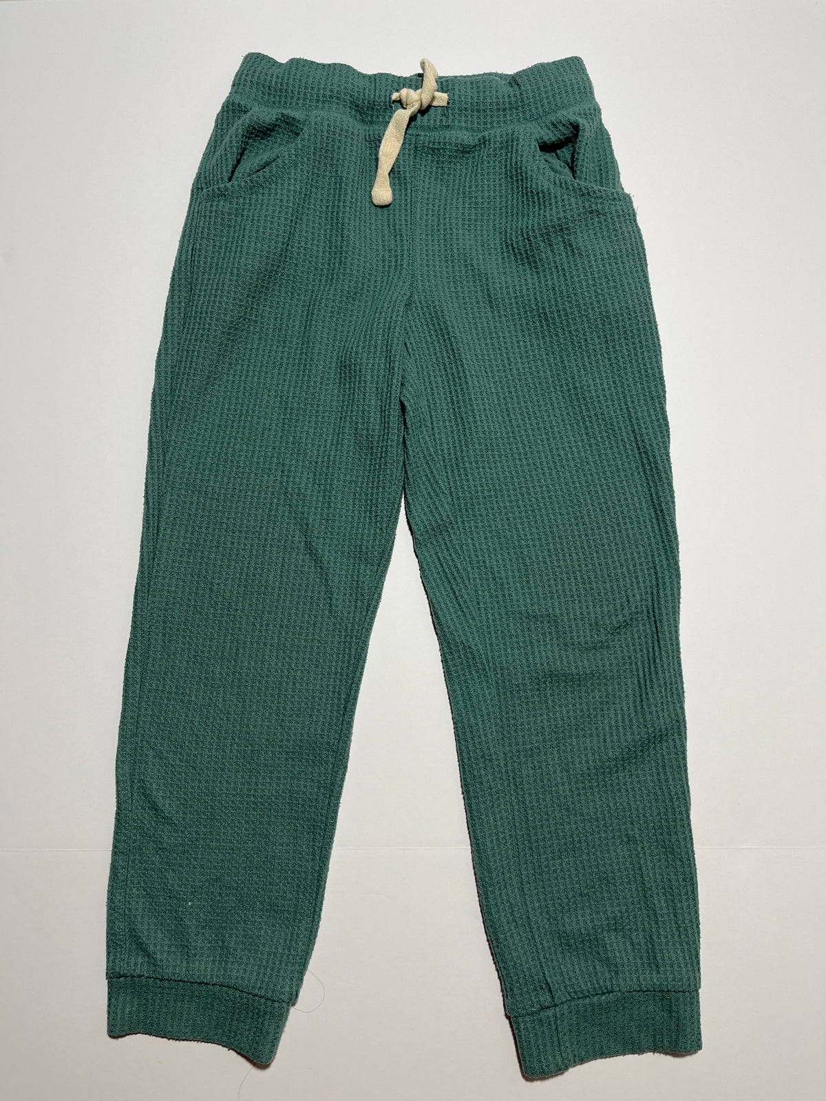 #150 girls 6/6X Cat and Jack green waffle knit thermal joggers