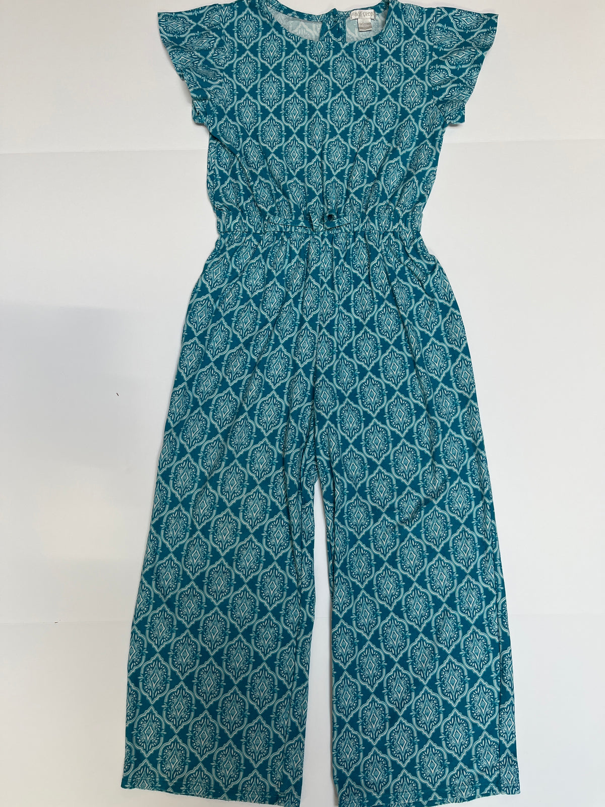 #150 girls 7/8 falls creek teal jumpsuit