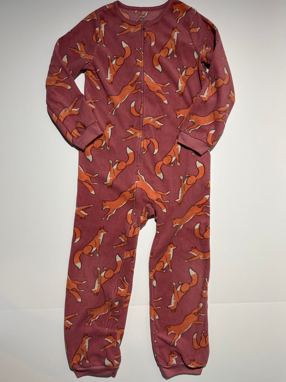 #150 kids 8 carters fleece one piece pajamas mauve fox