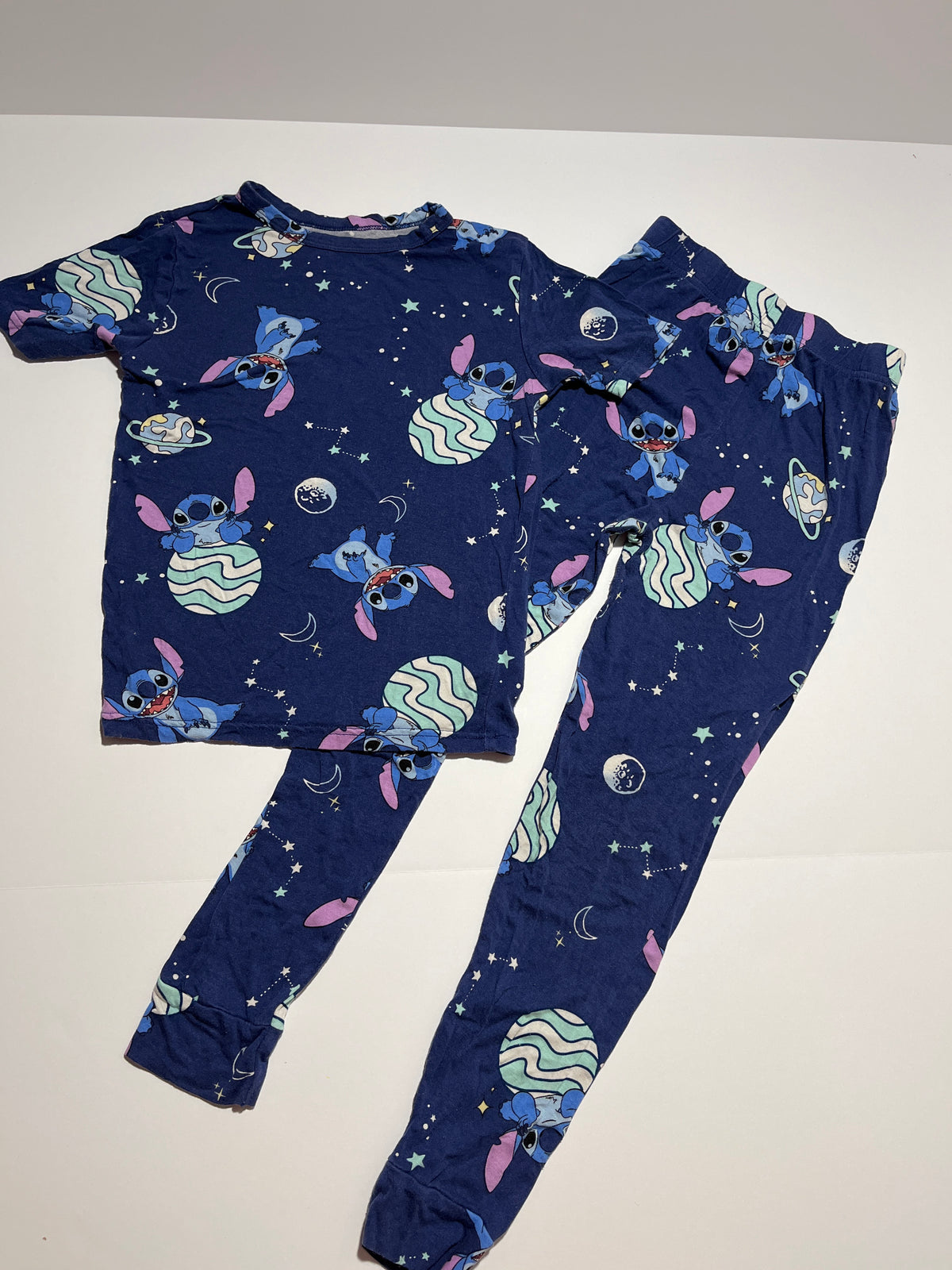 #150 kids 10 Disney bamboo stitch pajamas blue