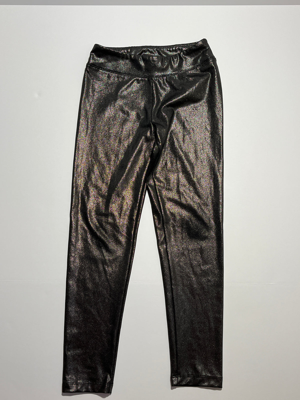 #150 girls 8 cat and jack metallic black shiny leggings