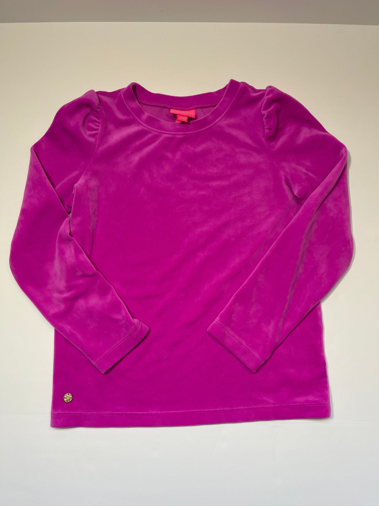 #150 reduced Girls size 8/10 Lilly Pulitzer magenta velour shirt