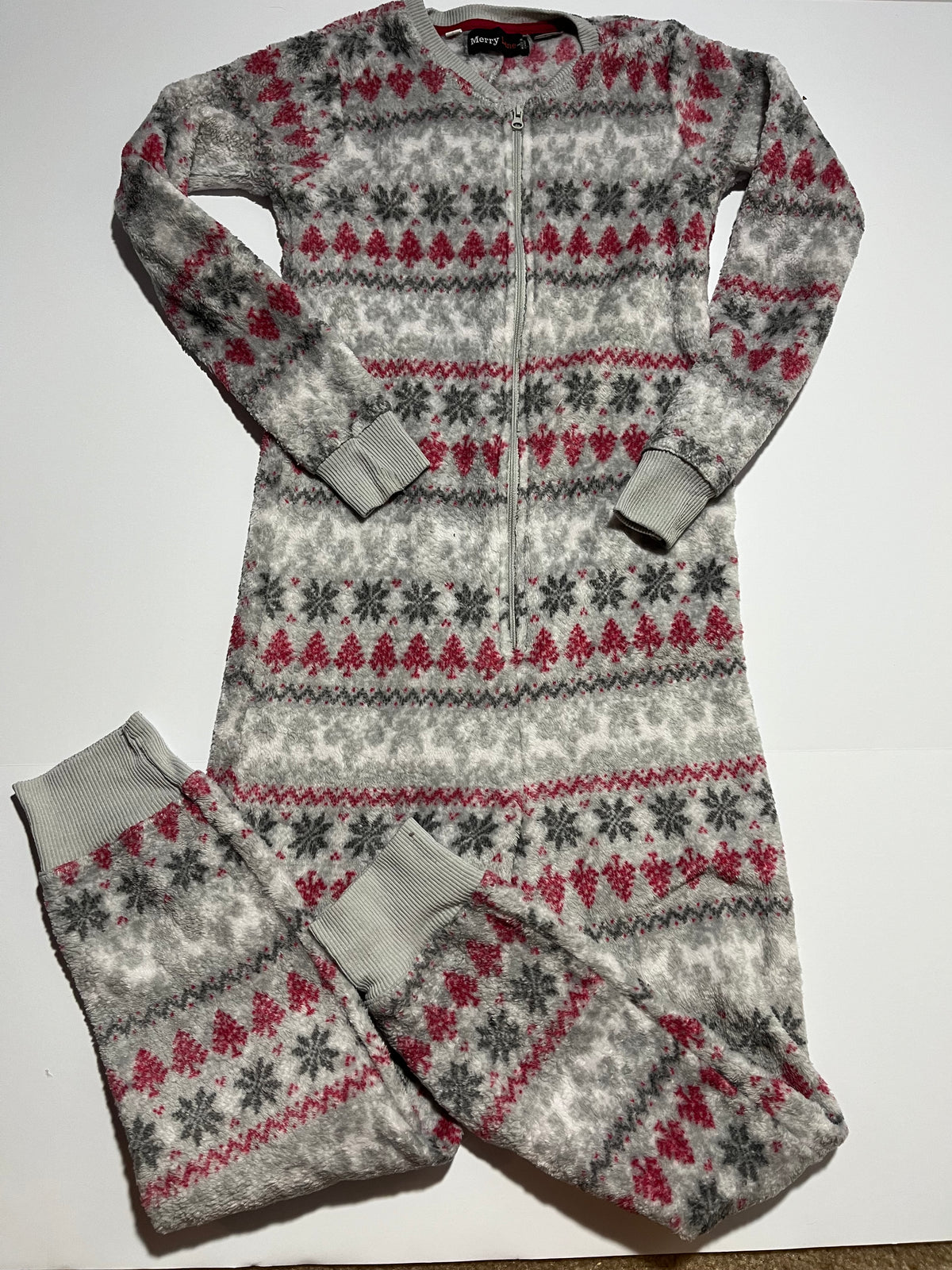 #150 kids size large merry lane fleece zip up pajamas (2 of 2)
