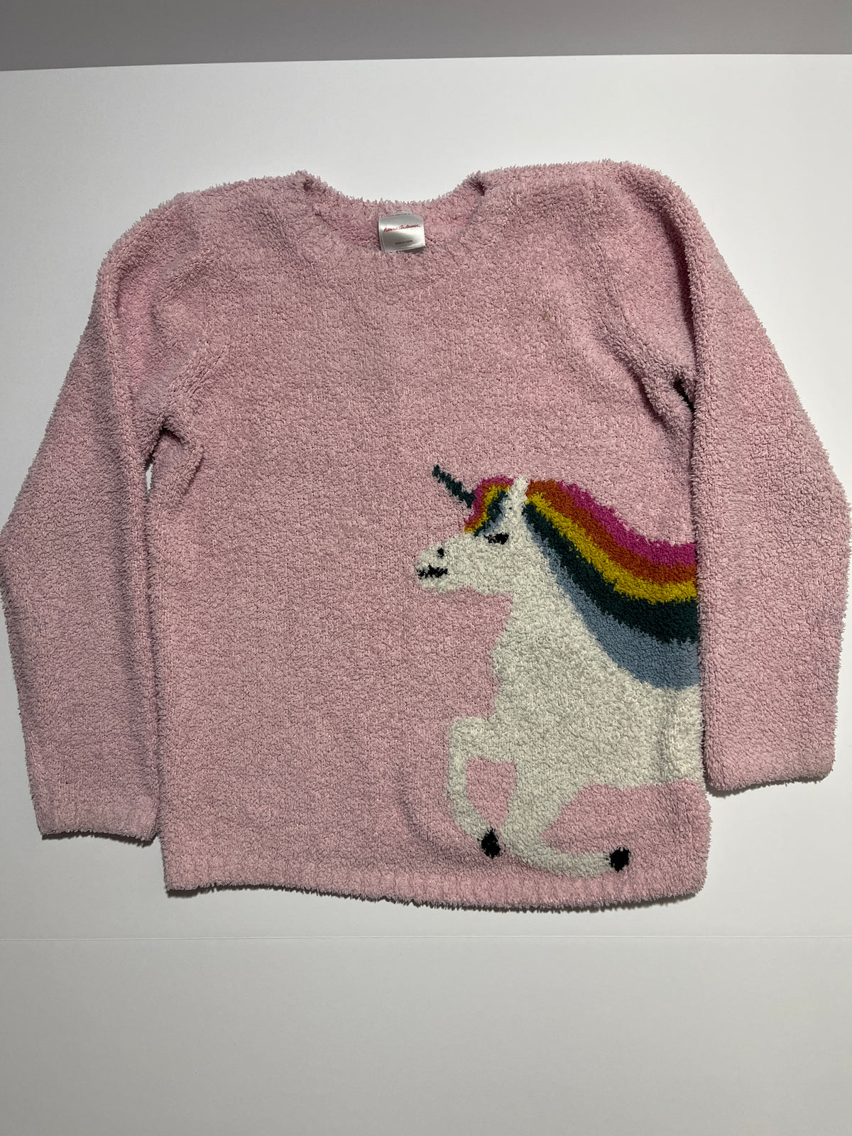 #150 girls 6/7 (120) Hanna Andersson pink unicorn sweater