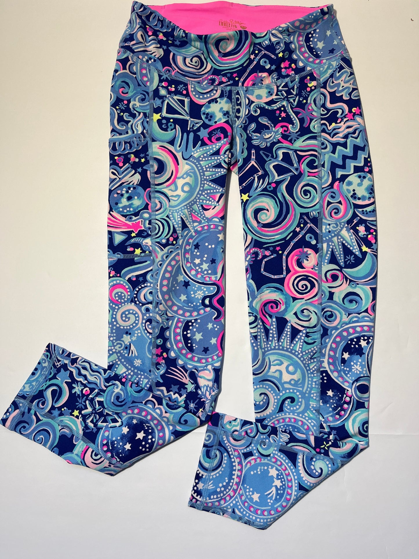 #150 women’s xs Lilly Pulitzer leggings blue pink