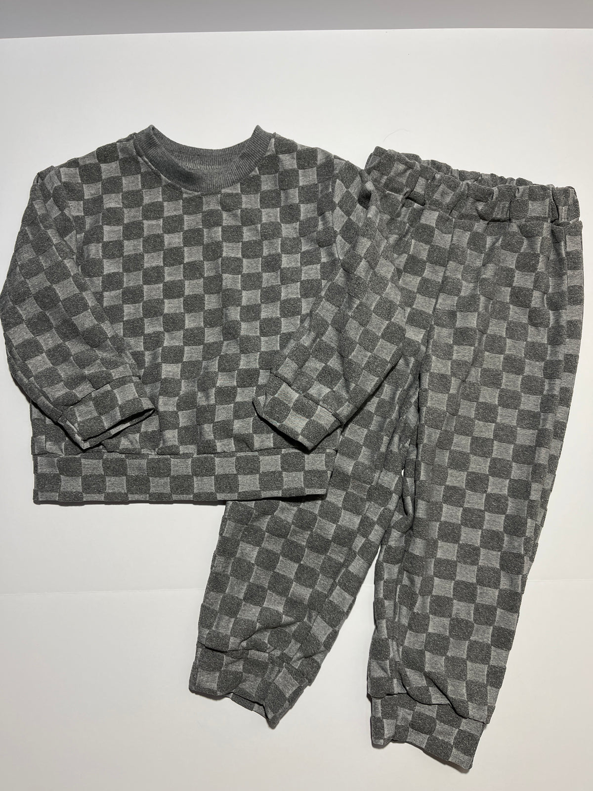 #150 boys SHEIN 4y grey plaid outfit