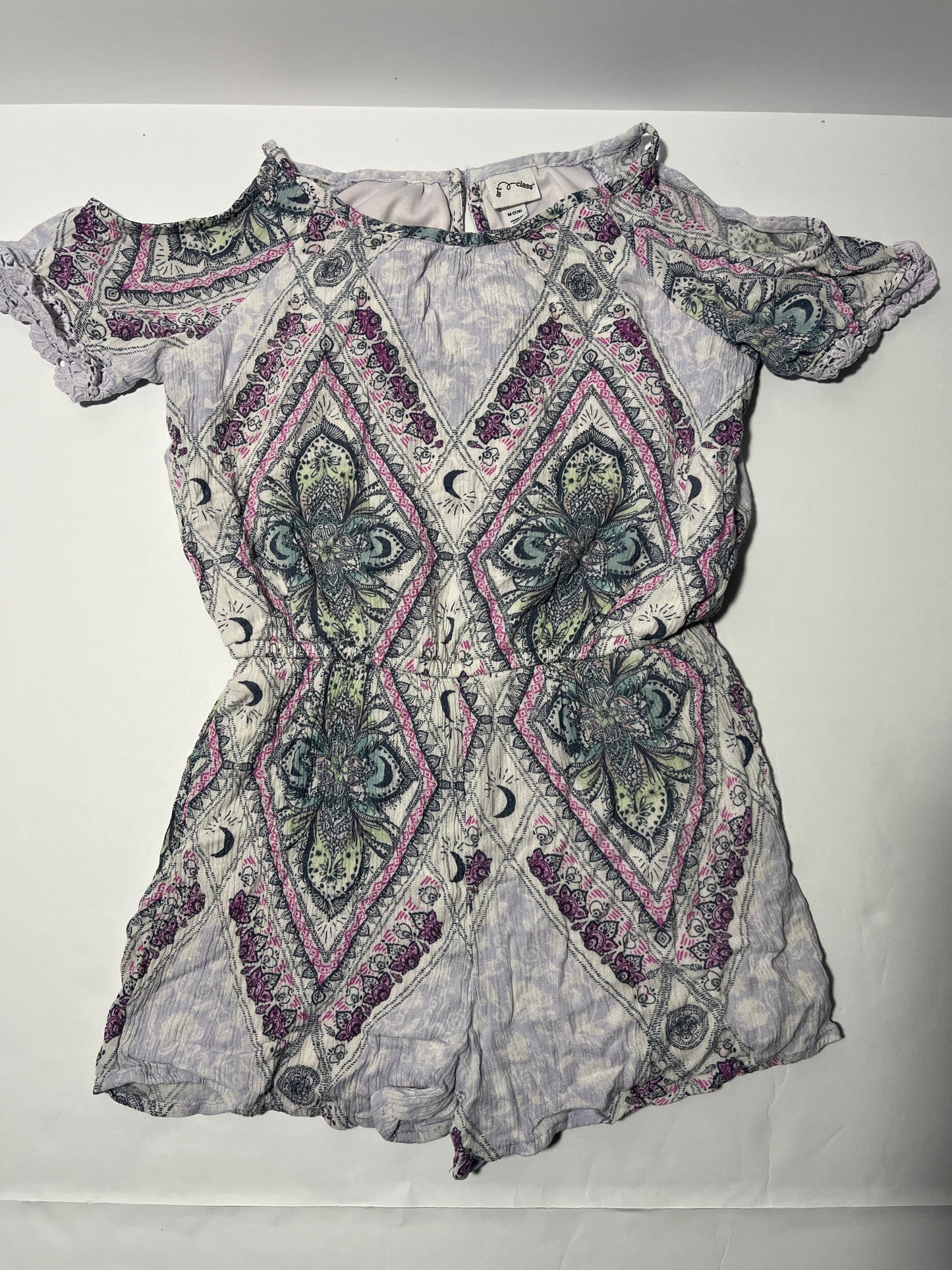 #150 girls size 7/8 art class romper blue pink White