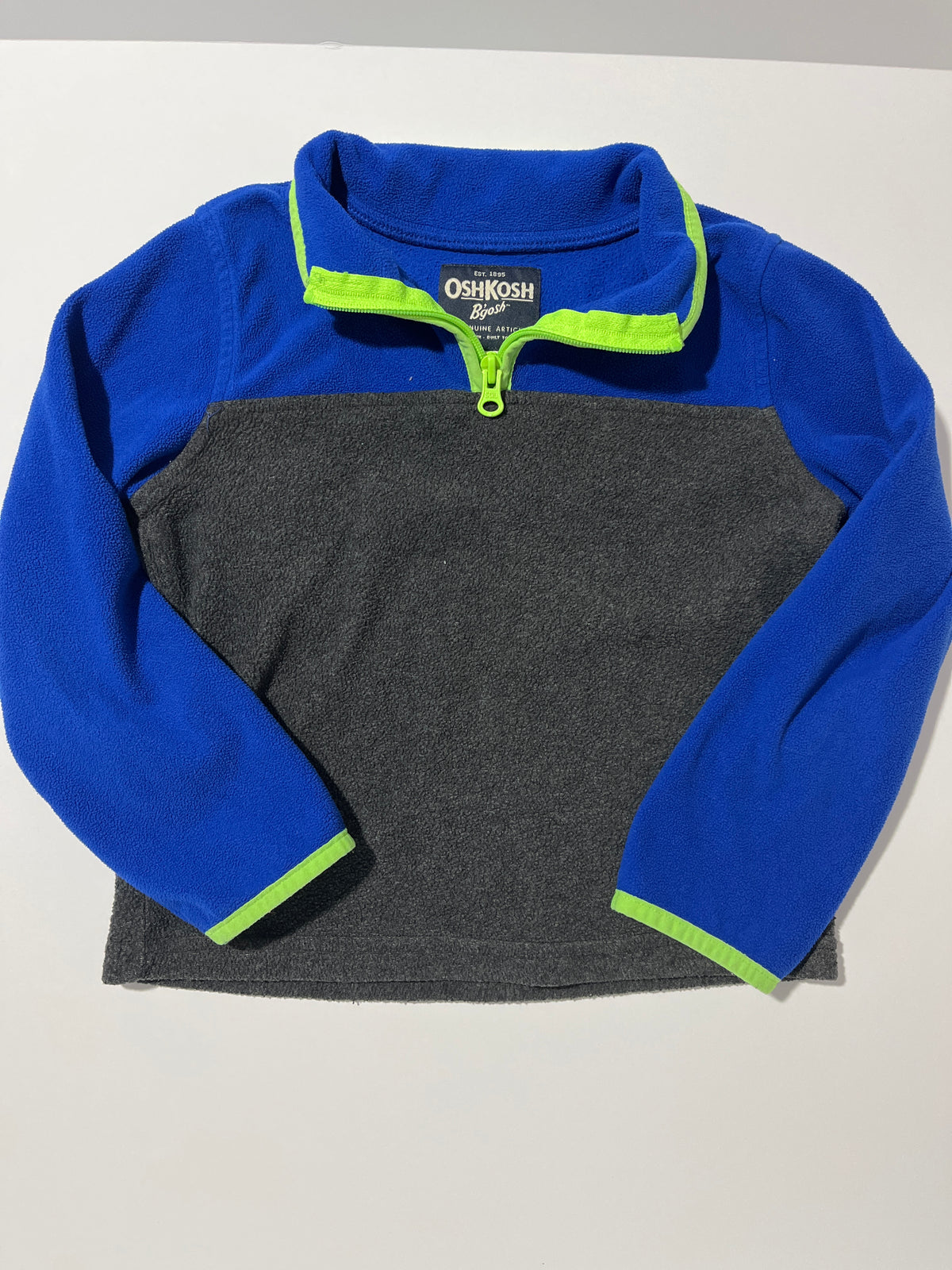 #150 boys size 5t osh kosh blue grey green half zip fleece