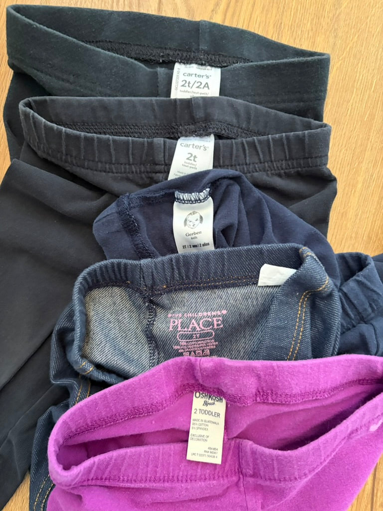 #6 - Girls Leggings (bundle of 5) - 2T