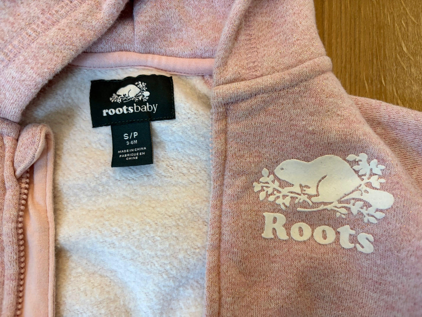 #6 - Roots Baby Girls Pink Hoodie - 3-6 months