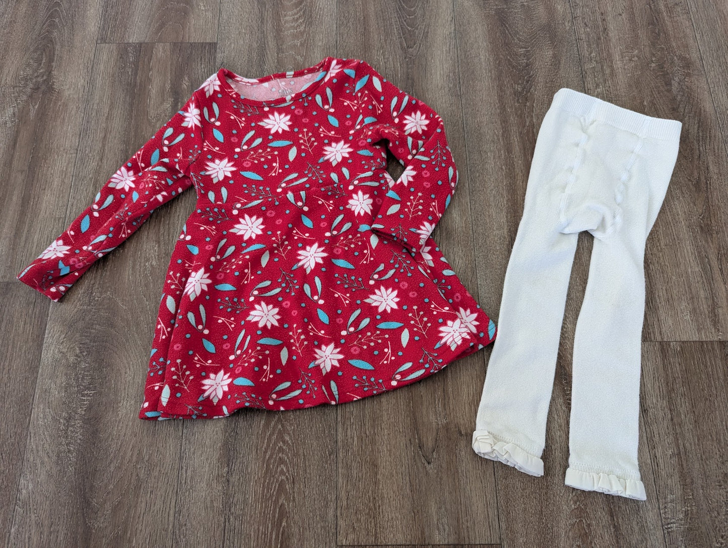 #144 - Girls Holiday Dress and Ruffle Butts Leggings Size 18M