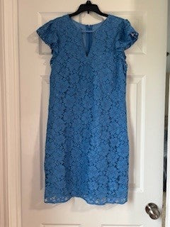 Reduced Seller #62 Women's Charles Henry Blue lace keyhole short sleeve dress sz 10 EUC