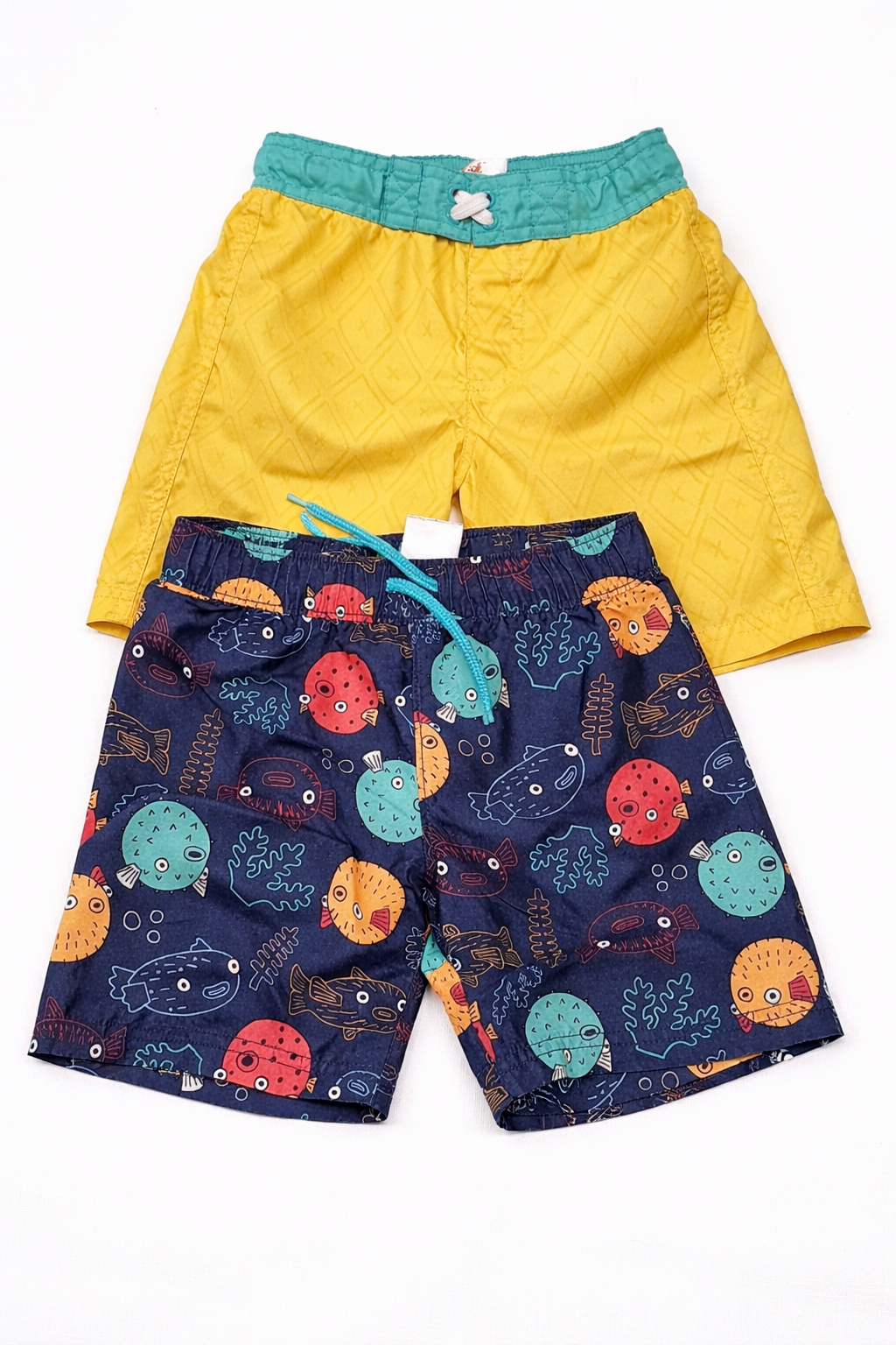 #91 REDUCED Boys 4/5 Set of 2 swim trunks - fish & pineapple VGUC
