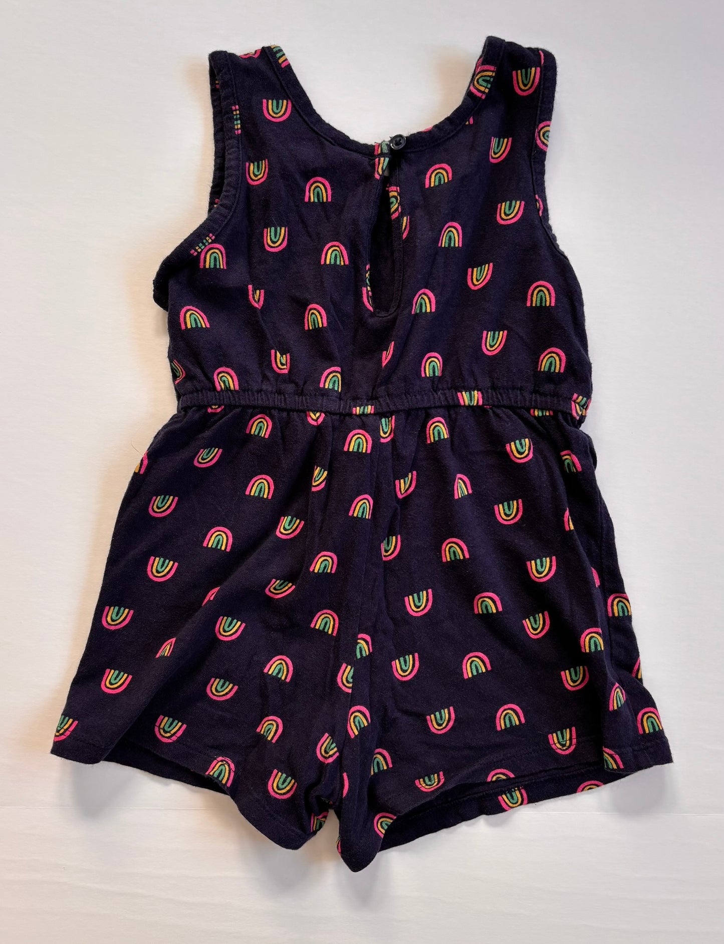 #84 Old Navy Rainbow Navy Sleeveless Tank Romper Girls Size 3T