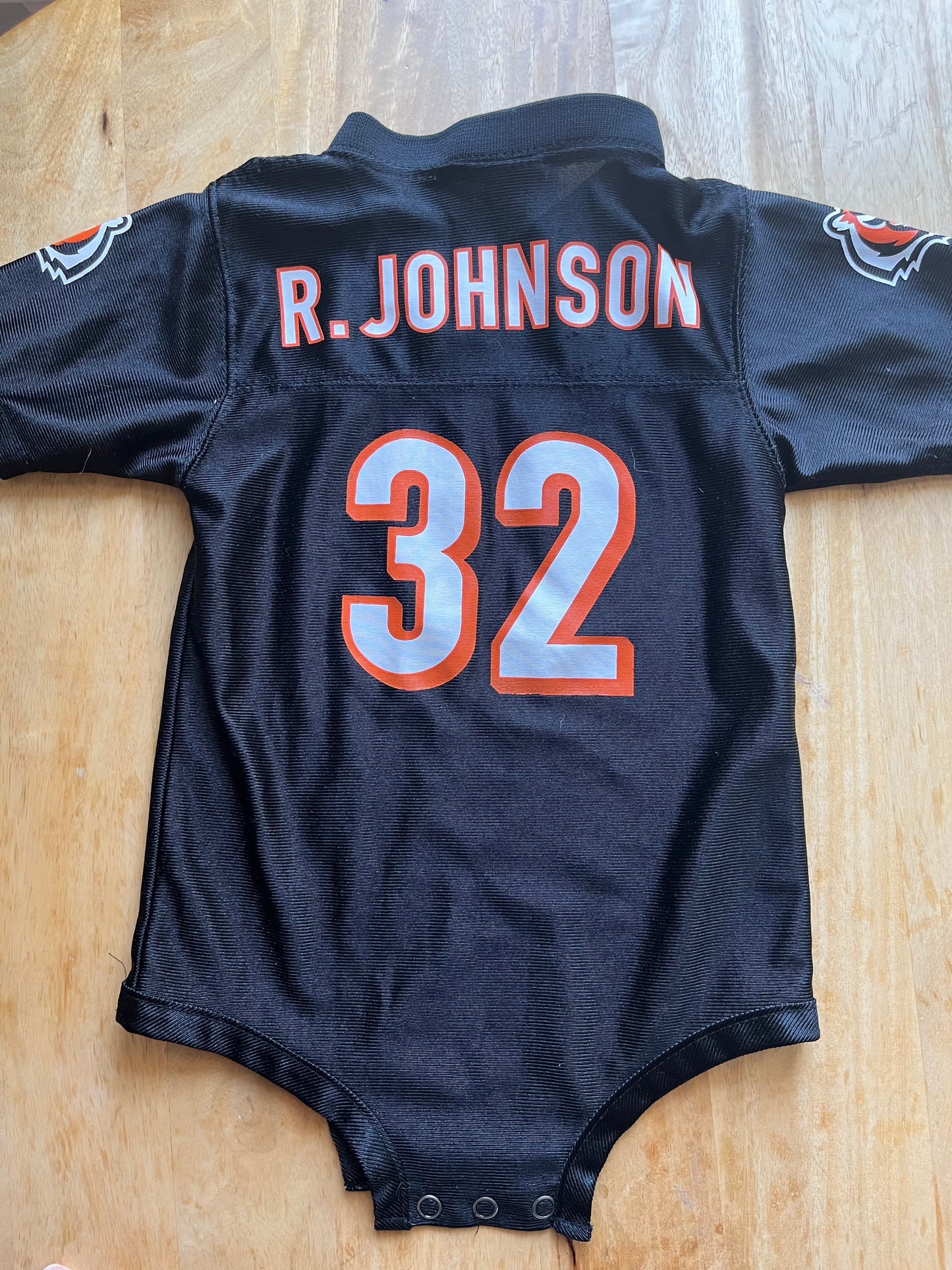 #97- NFL Bengals Jersey Onesie- Size 18 months
