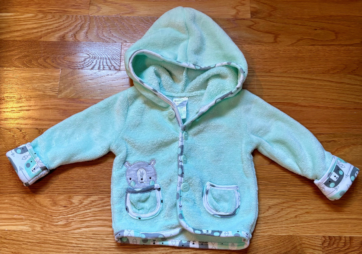 #69 Green Bear Fleece Jacket 6-9M