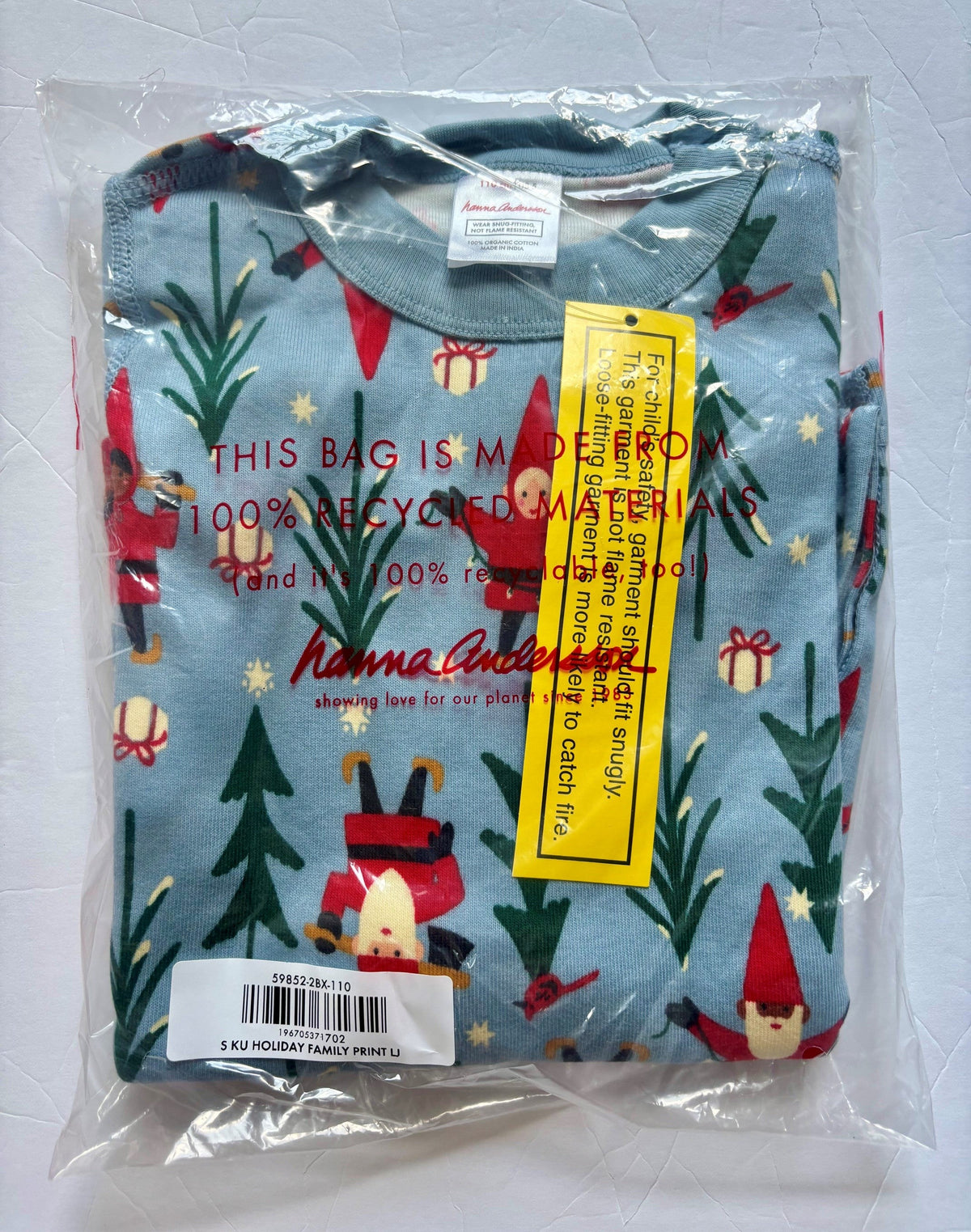 #154 Hanna Andersson Elf Pajamas Boys or Girls 5 NWT