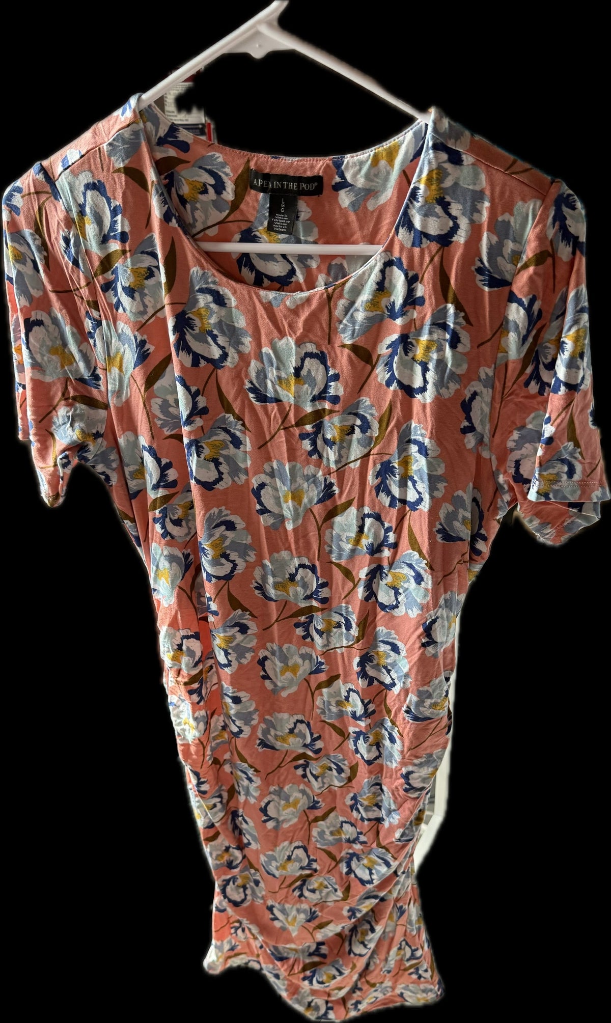 #20 A Pea in the Pod coral floral maternity dress size L GUC