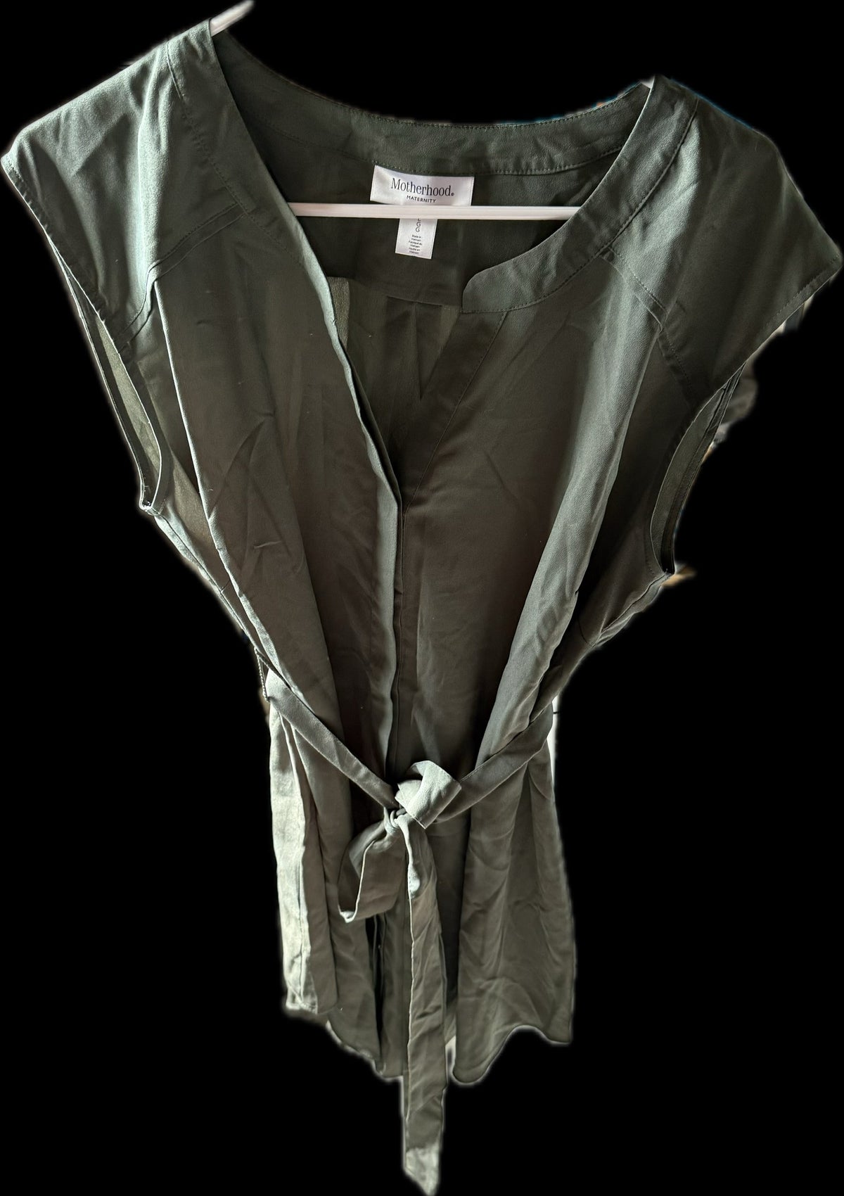 #20 Motherhood Maternity green blouse size L GUC