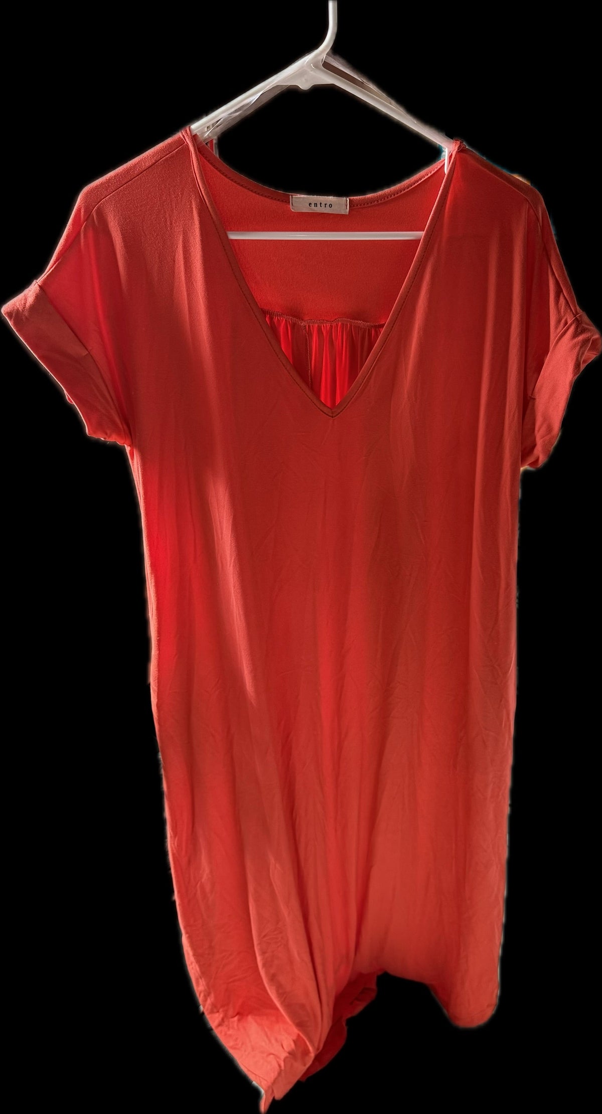 #20 Entro orange maternity midi dress size L GUC