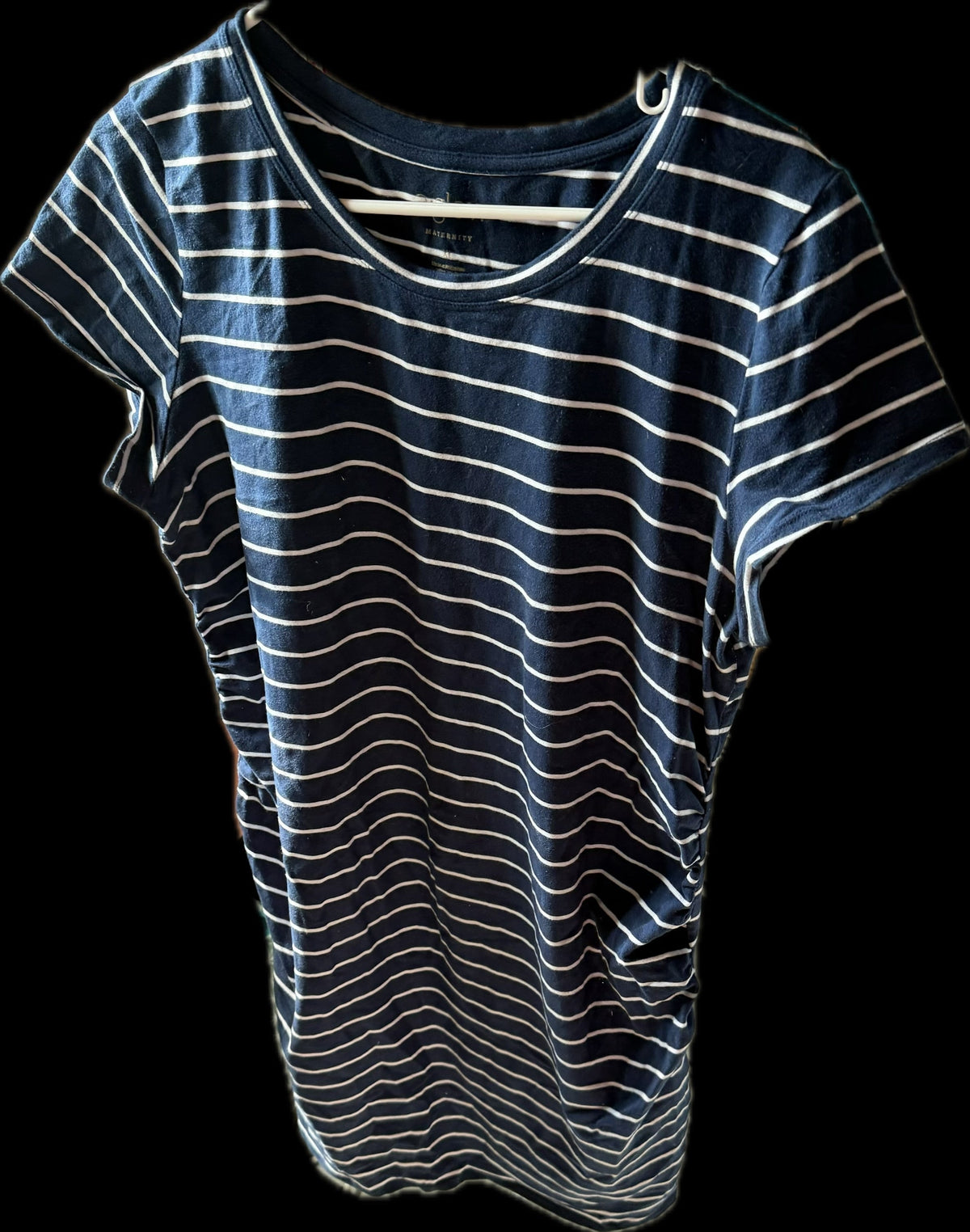 #20 A Glow maternity navy and white striped dress size XL GUC