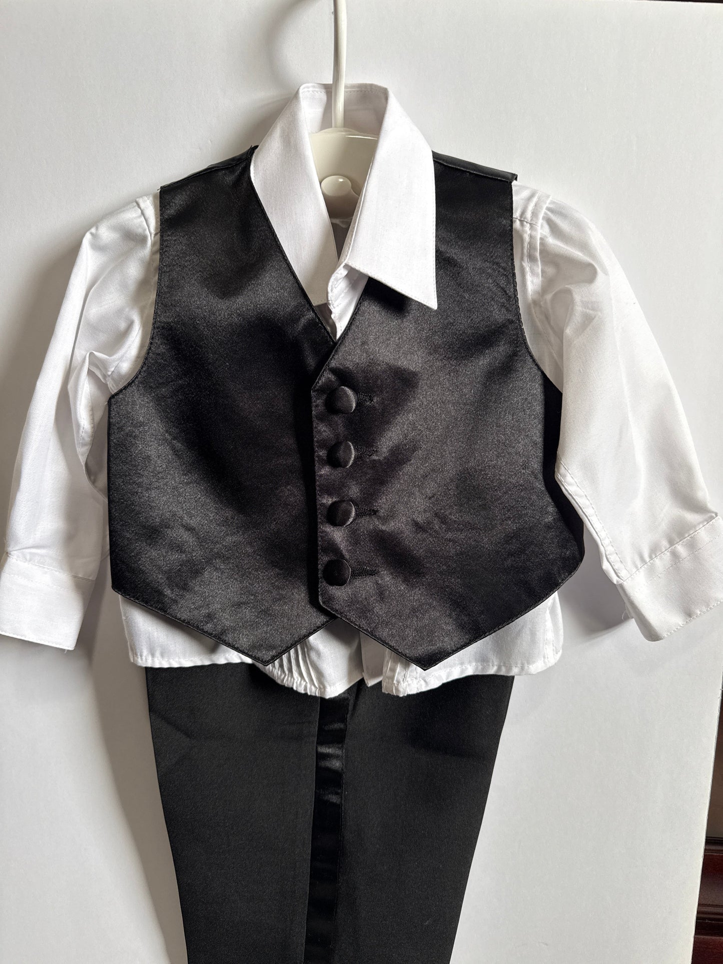 Seller #216, Boys black traditional custom made tuxedo, 24 months or 2T