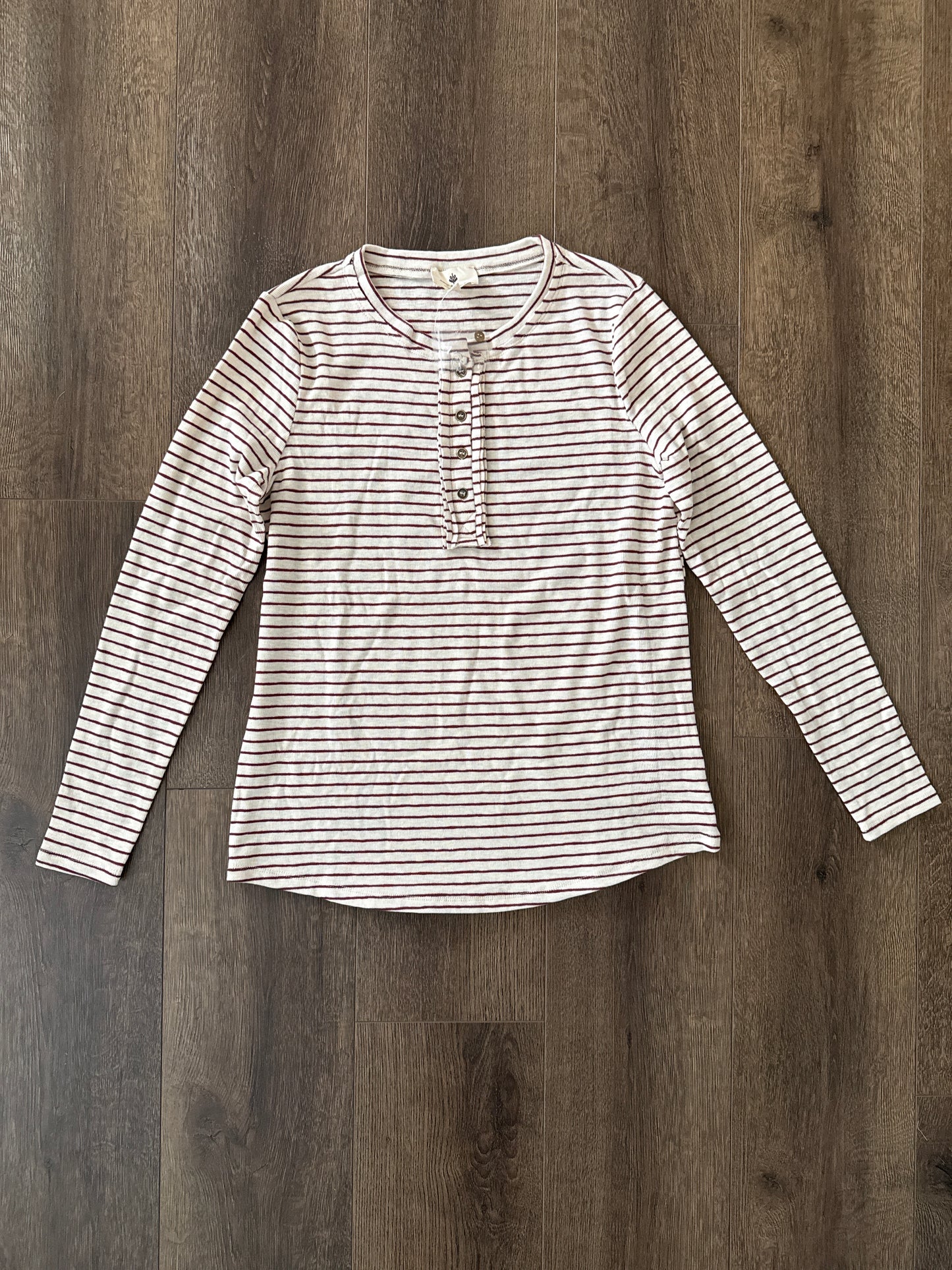 #173-NEW women's striped henley size M