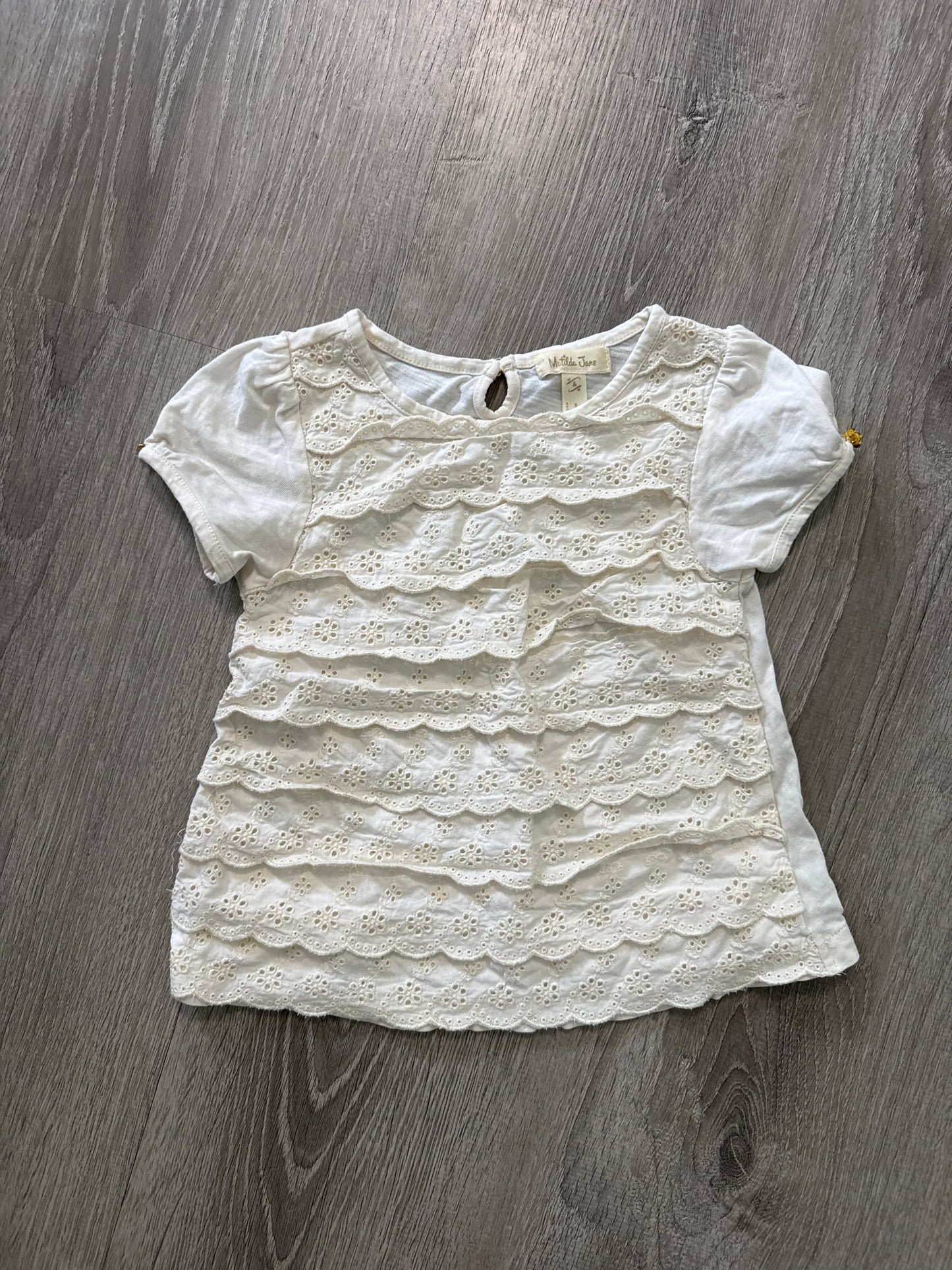 #149 Girls Size 4 Matilda Jane cream eyelet lace top