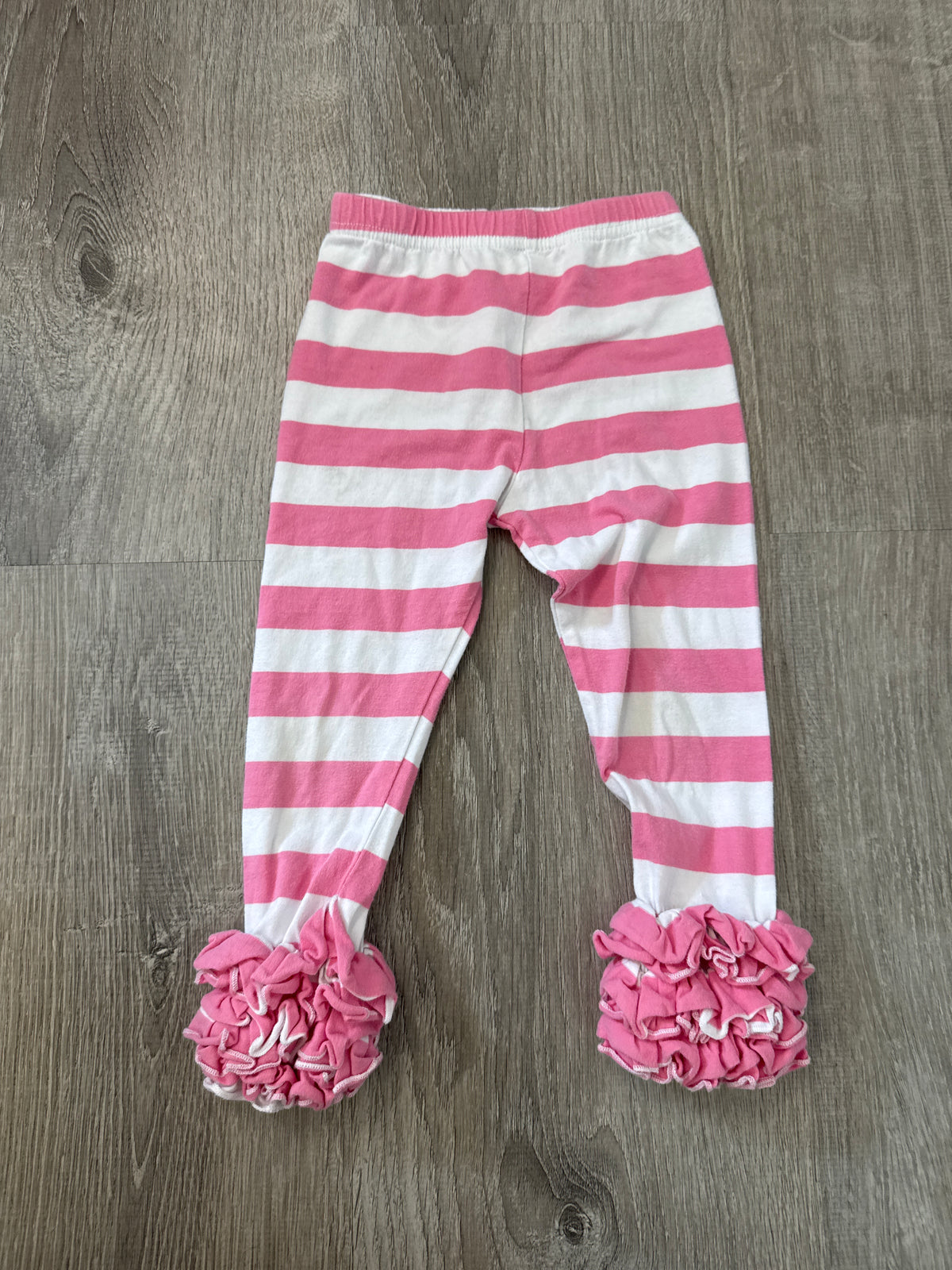 #149 Girls white and pink ruffle leggings size 2