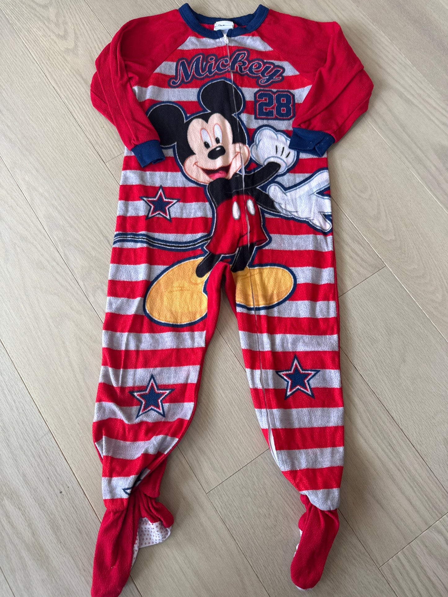 Seller #216 Boys Disney Mickey Mouse flannel footed pajamas, sz 4T GUC