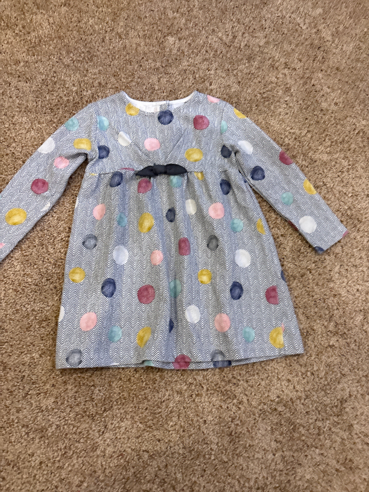 #47, girls size 3/4T, Zara Baby grey/white/polka dot long-sleeve dress