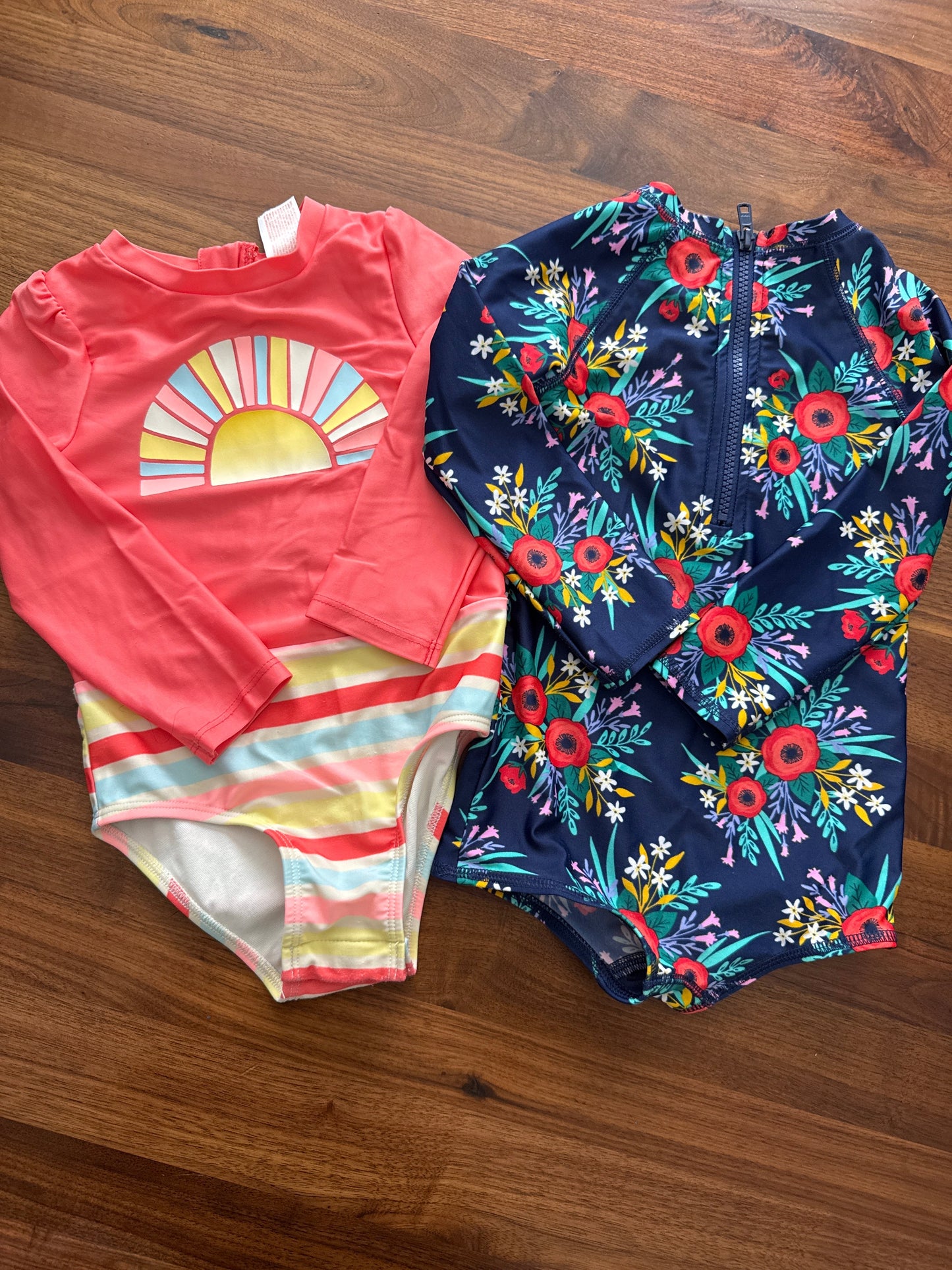 Seller 179 - Set of 2 girls 3T Cat & Jack long sleeve swimsuits