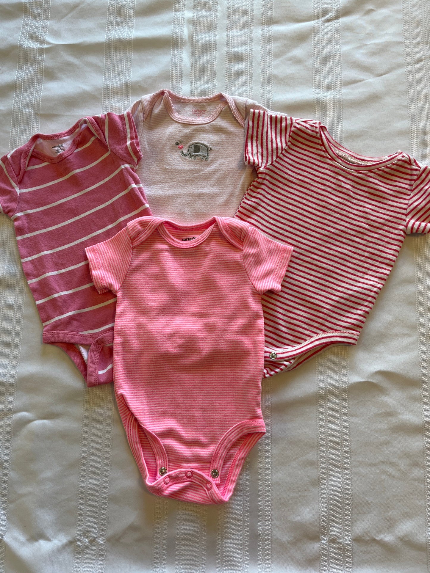 #29 girls 3 mo stripes onesie bundle EUC