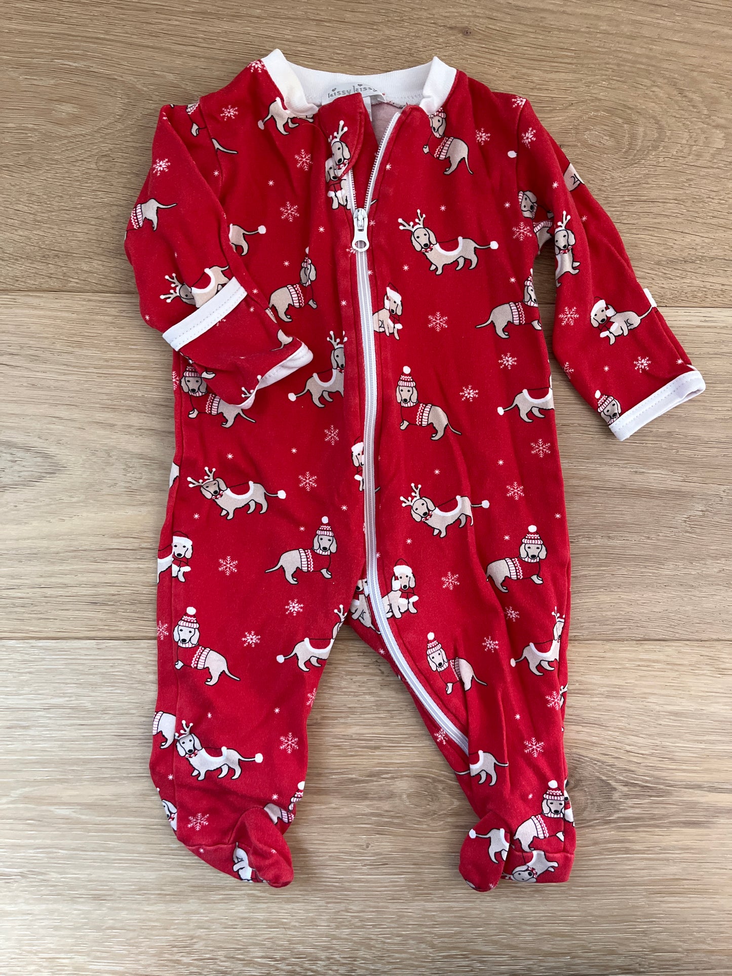 #110 Kissy Kissy size 0-3 Months Christmas Dog Pajamas, Gender Neutral