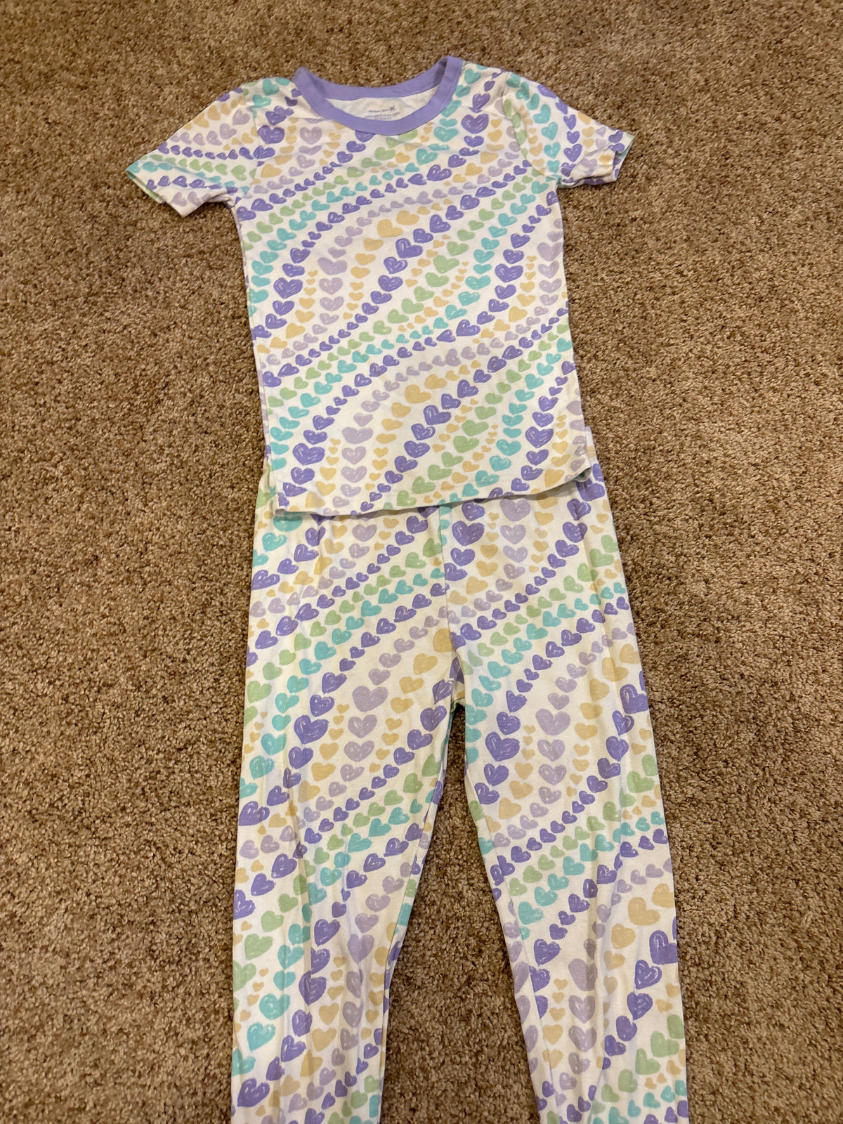 #47, girls size 8, Member’s Mark multi-color heart pajamas
