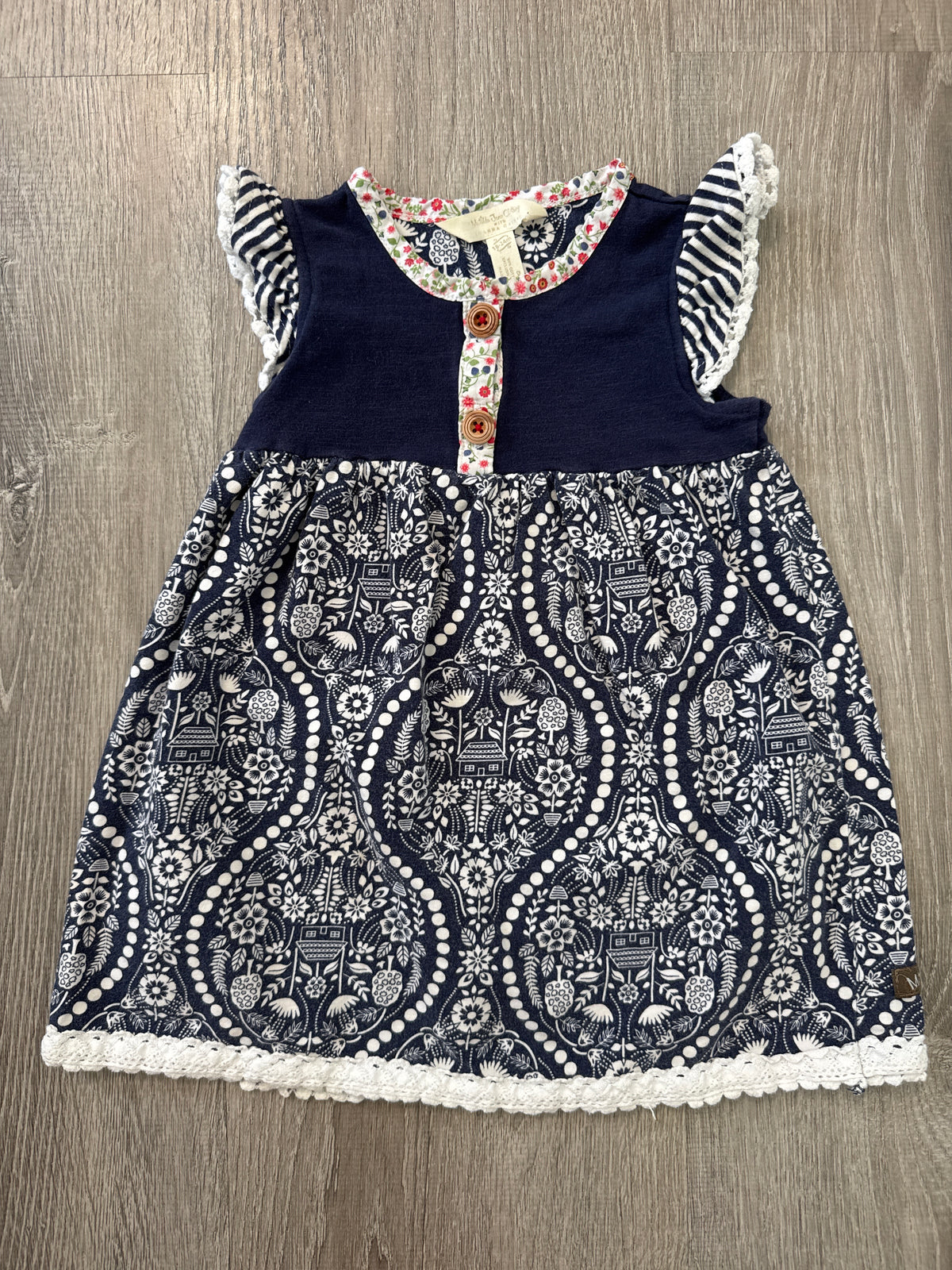 #149 girls 18-24m Matilda Jane navy and white Joanna Gaines dress